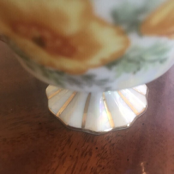 August Poppy Footed Tea Cup Iridescent Finish with Gold‎ Trim - Picture 6 of 6